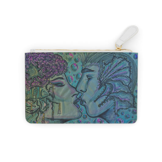 Abstract Surreal Romantic Kiss Mini Clutch Bag, Bridal Clutch Purse, Designer Party Clutch, Modern Evening Clutch, Wristlet Wallet for women, Evening Clutch Purse, gifts for her, gifts for bridesmaids, Bag, Bagging