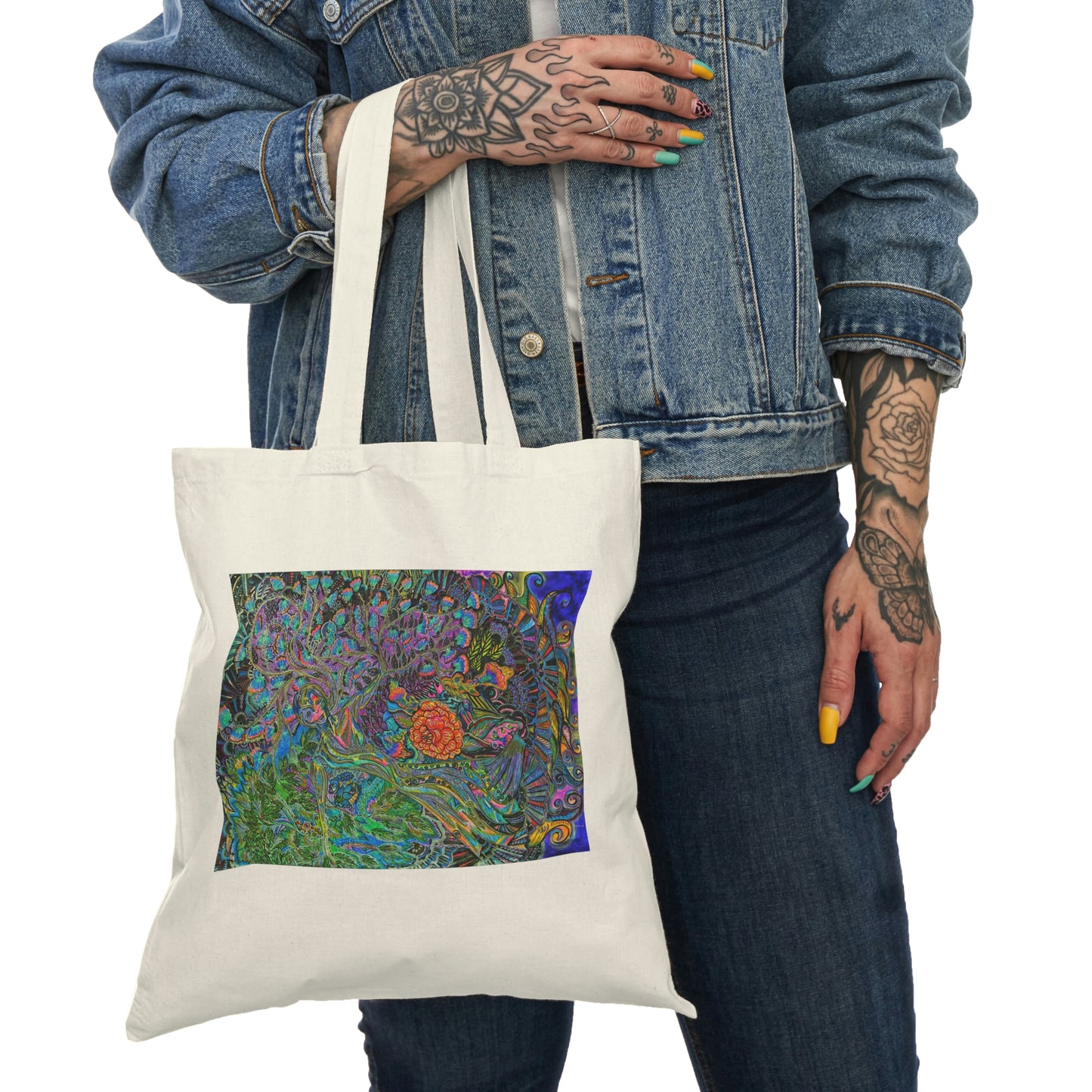 Abstract, Surreal Spirit Natural Tote Bag, Aesthetic Canvas Bag Shopping Bag, Birthday Gift Bag, Bridal Gift Tote Bag, Library Bag.