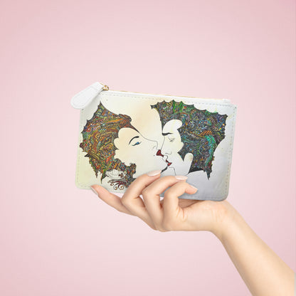 Abstract Surreal Romantic Kiss Mini Clutch Bag, Bridal Clutch Purse, Designer Party Clutch, Modern Evening Clutch, Wristlet Wallet for women, Evening Clutch Purse, gifts for her, gifts for bridesmaids, Bag, Bagging