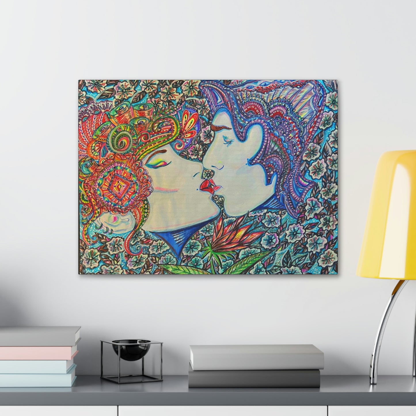 Romantic Kiss Fashion, Abstract, Surreal, Friendship, Inspiration Wall Art