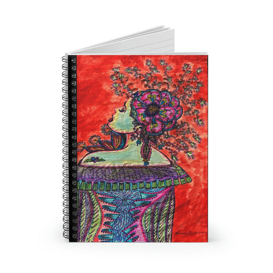 Abstract Surreal, Floral Woman Spiral Notebook - Ruled Line