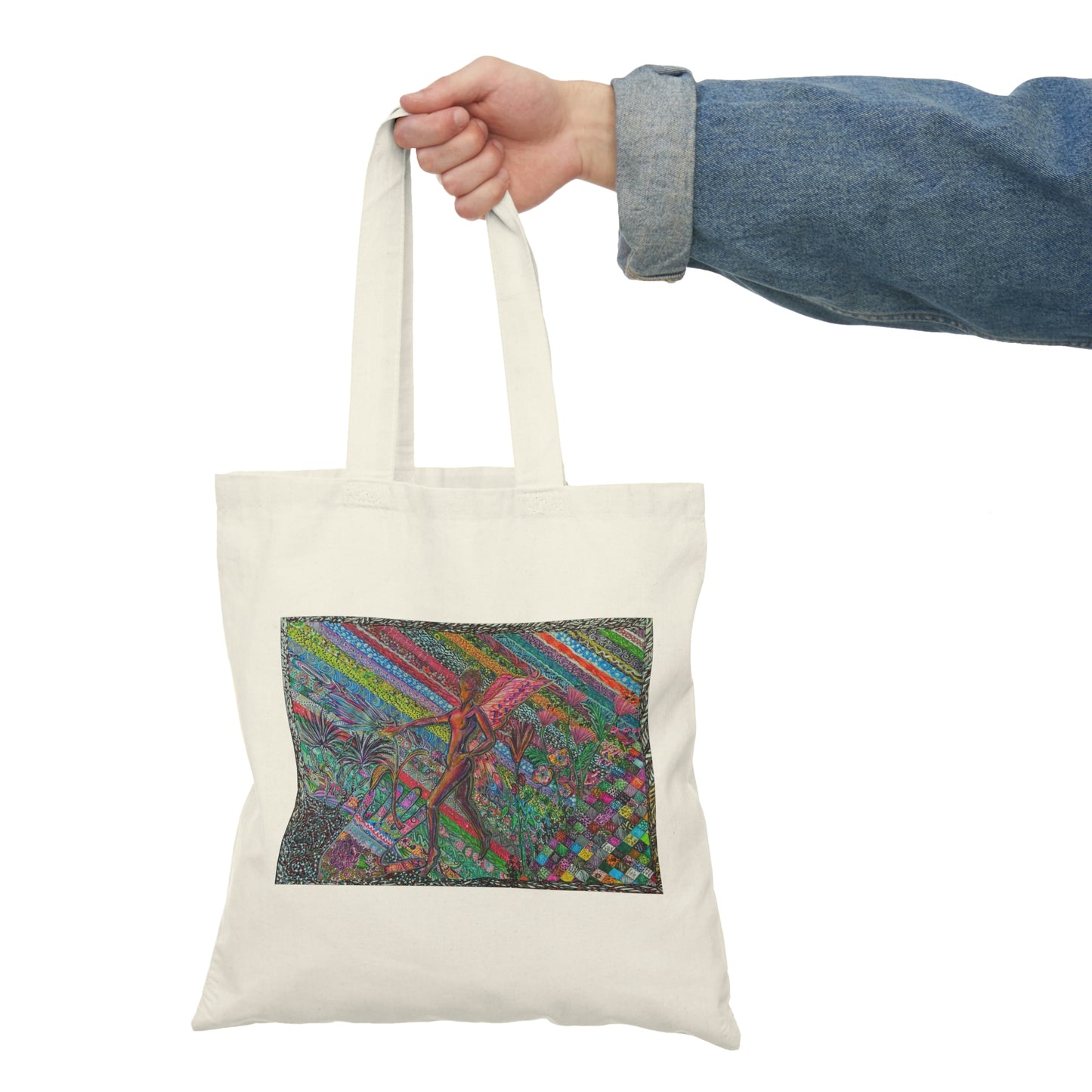 Abstract, Surreal, Hidden Fairy, Natural Tote Bag, Aesthetic Canvas Bag Shopping Bag, Birthday Gift Bag, Bridal Gift Tote Bag, Library Bag.