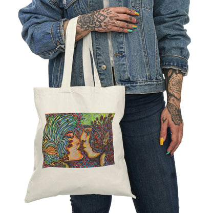 Abstract, Surreal Romance Natural Tote Bag, Aesthetic Canvas Bag Shopping Bag, Birthday Gift Bag, Bridal Gift Tote Bag, Library Bag.
