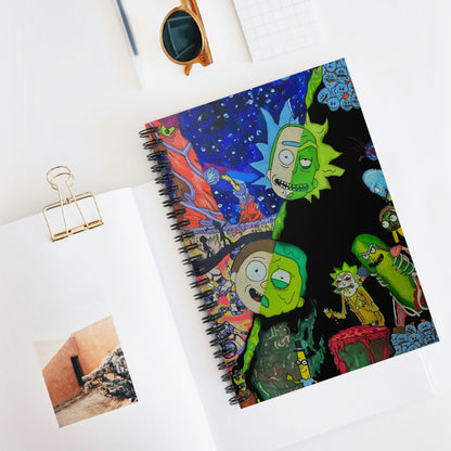 Abstract, Surreal Rick and Morty Spiral Notebook - Ruled Line