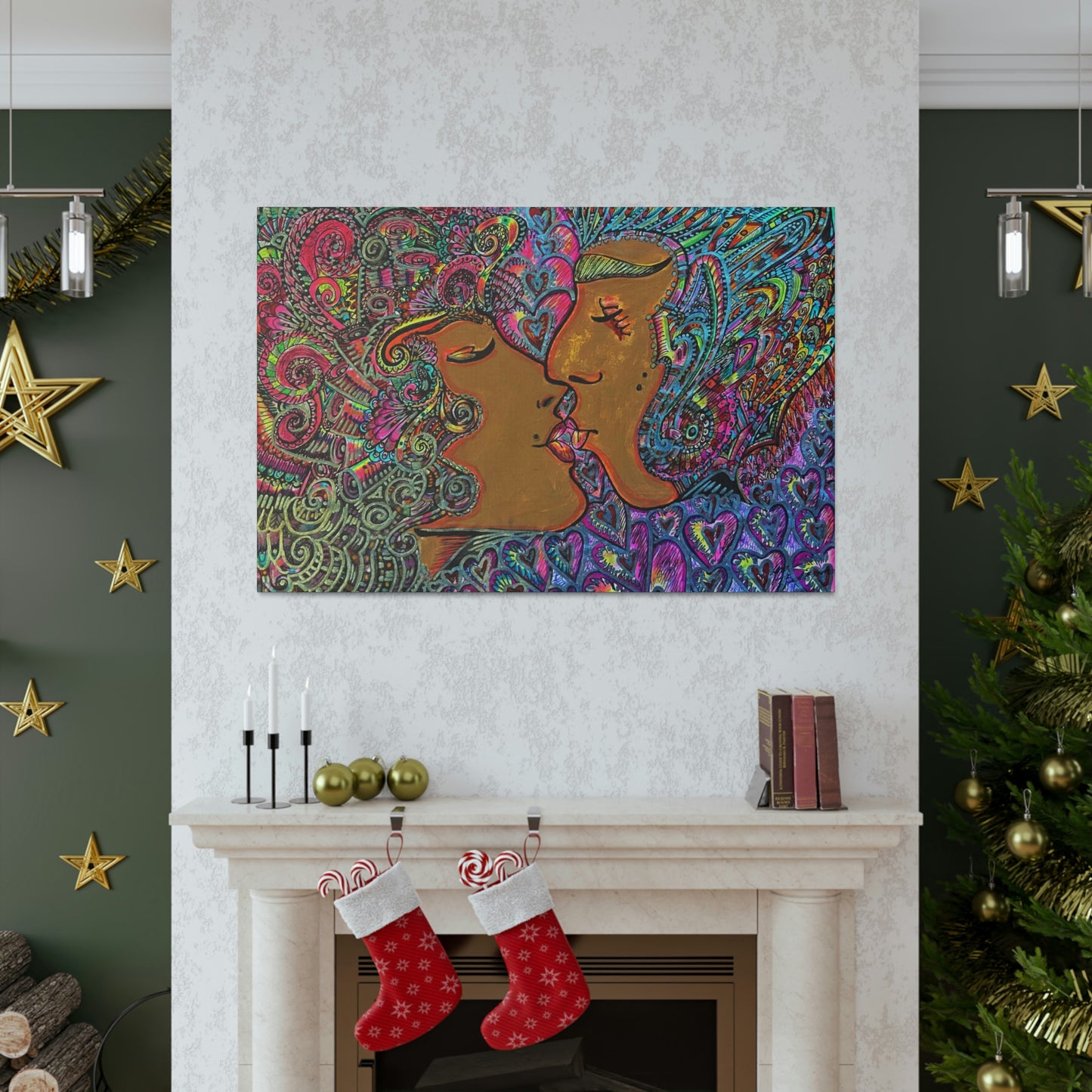 Romantic Kiss Fashion, Abstract, Surreal, Friendship, Inspiration Wall Art