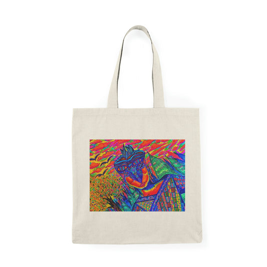 Abstract, Surreal Spirit Natural Tote Bag, Aesthetic Canvas Bag Shopping Bag, Birthday Gift Bag, Bridal Gift Tote Bag, Library Bag.