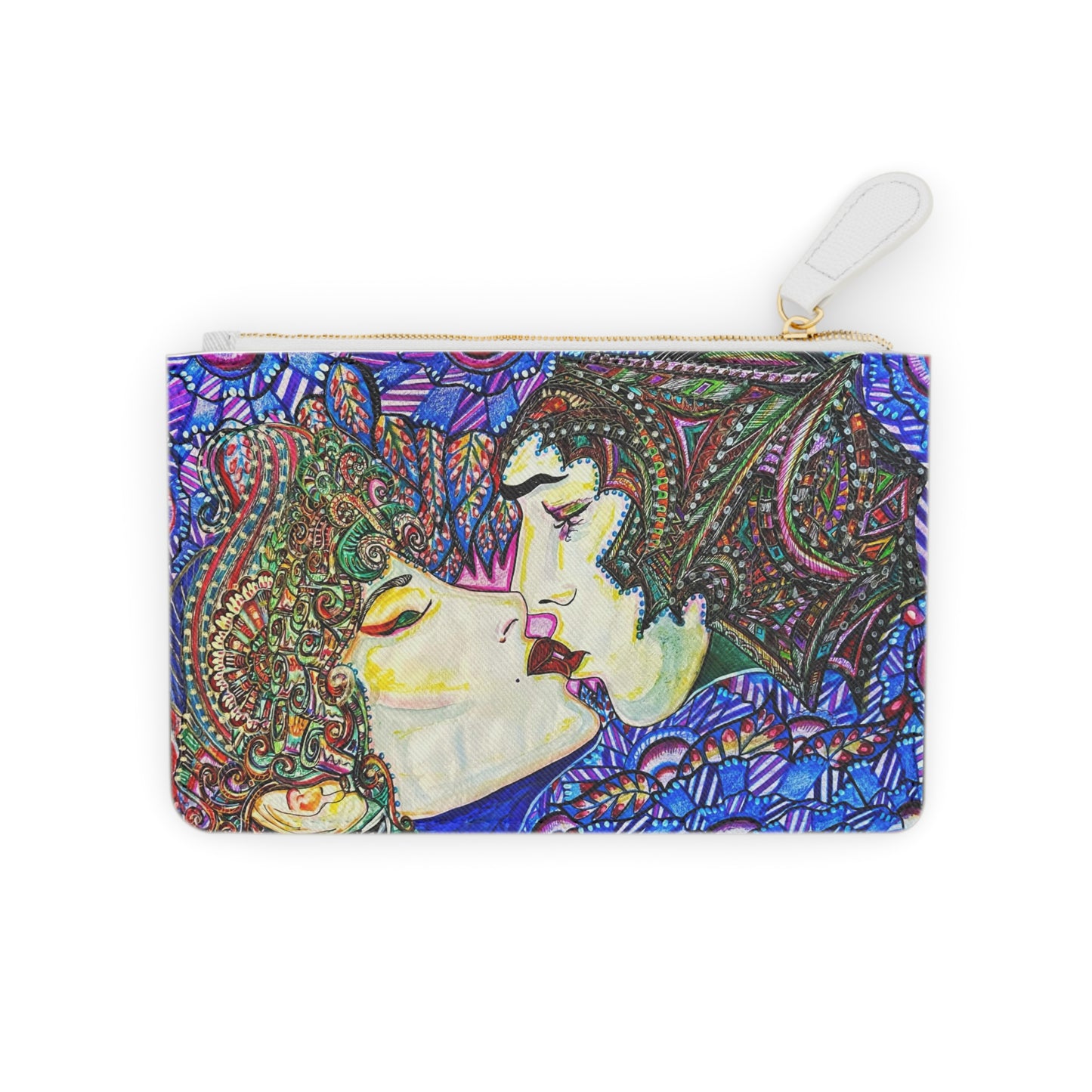 Abstract Surreal Romantic Kiss Mini Clutch Bag, Bridal Clutch Purse, Designer Party Clutch, Modern Evening Clutch, Wristlet Wallet for women, Evening Clutch Purse, gifts for her, gifts for bridesmaids, Bag, Bagging