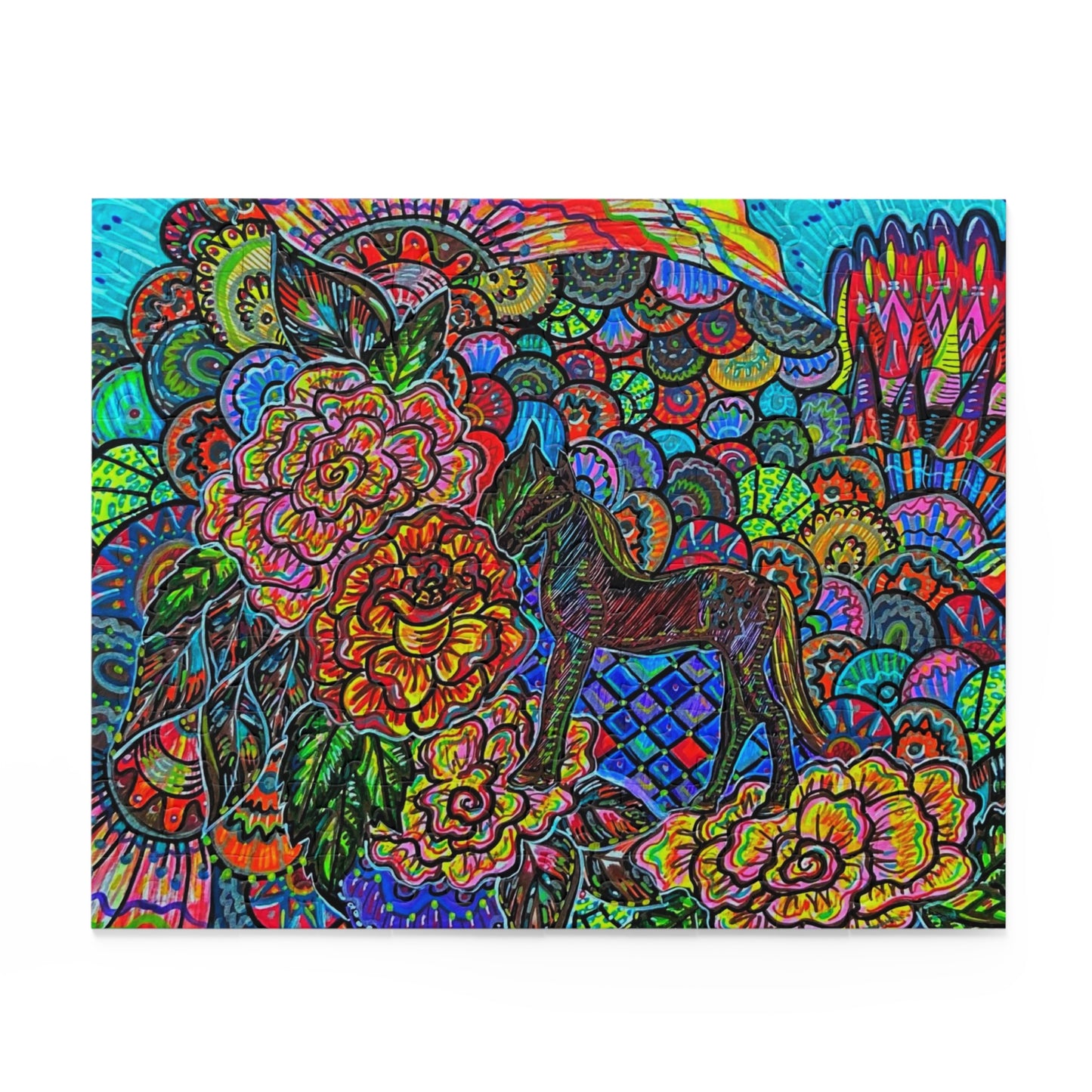 Hidden Floral Horse Puzzle (120, 252, 500-Piece)JigSaw Puzzle, Birthday Gift, Gifts For Bridesmaids