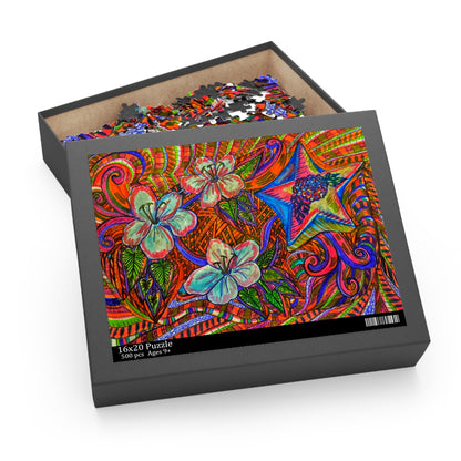 Abstract Surreal Floral Star Puzzle (120, 252, 500-Piece)JigSaw Puzzle, Birthday Gift, Gifts For Bridesmaids