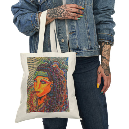 Abstract, Surreal, Native Woman, Natural Tote Bag, Aesthetic Canvas Bag Shopping Bag, Birthday Gift Bag, Bridal Gift Tote Bag, Library Bag.
