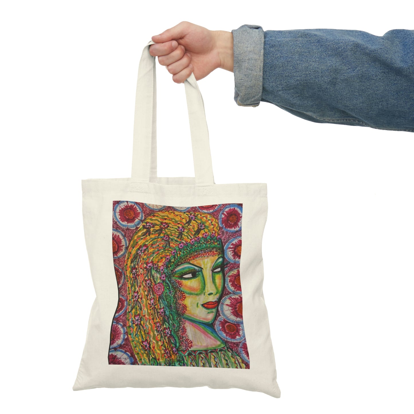 Abstract, Surreal Woman Natural Tote Bag, Aesthetic Canvas Bag Shopping Bag, Birthday Gift Bag, Bridal Gift Tote Bag, Library Bag.