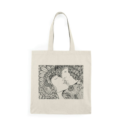 Abstract, Surreal Romance Natural Tote Bag, Aesthetic Canvas Bag Shopping Bag, Birthday Gift Bag, Bridal Gift Tote Bag, Library Bag.