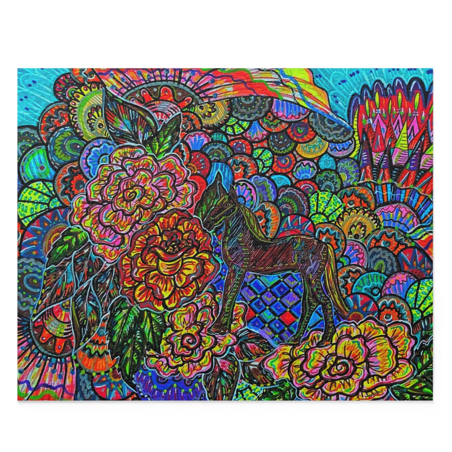 Hidden Floral Horse Puzzle (120, 252, 500-Piece)JigSaw Puzzle, Birthday Gift, Gifts For Bridesmaids