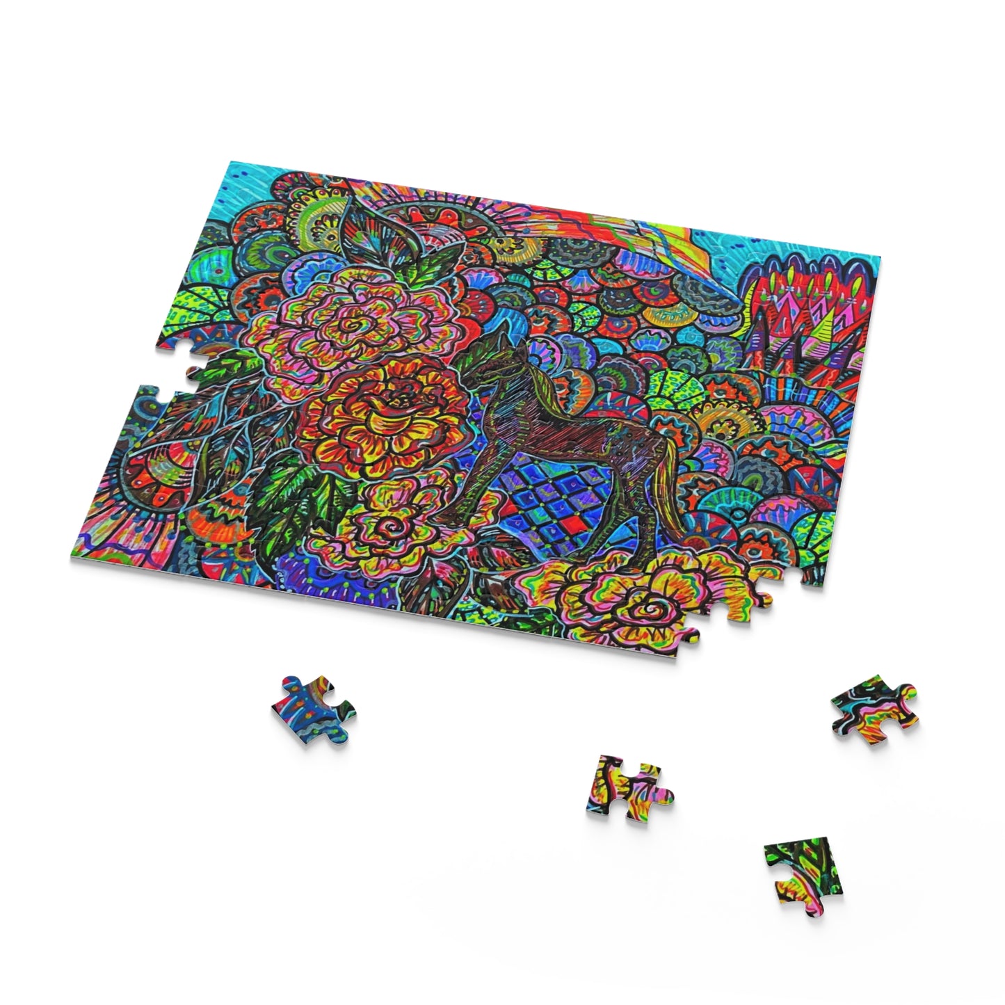 Hidden Floral Horse Puzzle (120, 252, 500-Piece)JigSaw Puzzle, Birthday Gift, Gifts For Bridesmaids