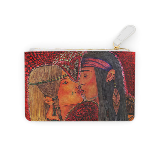 Abstract Surreal Romantic Kiss Mini Clutch Bag, Bridal Clutch Purse, Designer Party Clutch, Modern Evening Clutch, Wristlet Wallet for women, Evening Clutch Purse, gifts for her, gifts for bridesmaids, Bag, Bagging