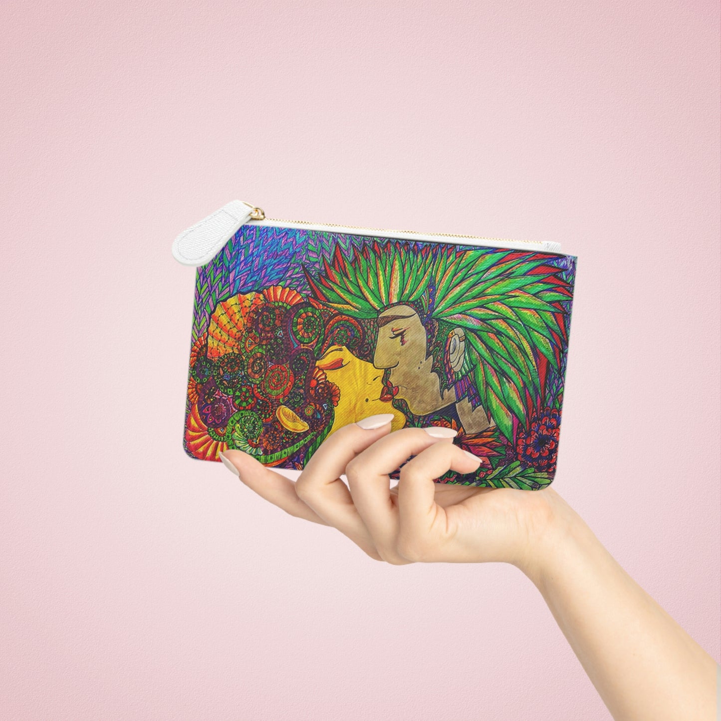 Abstract Surreal Romantic Kiss Mini Clutch Bag, Bridal Clutch Purse, Designer Party Clutch, Modern Evening Clutch, Wristlet Wallet for women, Evening Clutch Purse, gifts for her, gifts for bridesmaids, Bag, Bagging