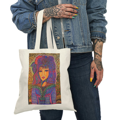 Abstract, Surreal Woman Natural Tote Bag, Aesthetic Canvas Bag Shopping Bag, Birthday Gift Bag, Bridal Gift Tote Bag, Library Bag.