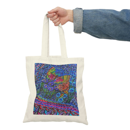 Abstract, Surreal, Floral, Butterfly, Natural Tote Bag, Aesthetic Canvas Bag Shopping Bag, Birthday Gift Bag, Bridal Gift Tote Bag, Library Bag.