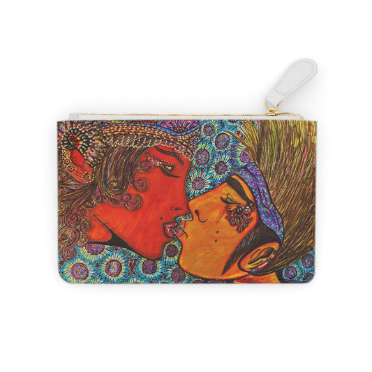 Abstract Surreal Romantic Kiss Mini Clutch Bag, Bridal Clutch Purse, Designer Party Clutch, Modern Evening Clutch, Wristlet Wallet for women, Evening Clutch Purse, gifts for her, gifts for bridesmaids, Bag, Bagging