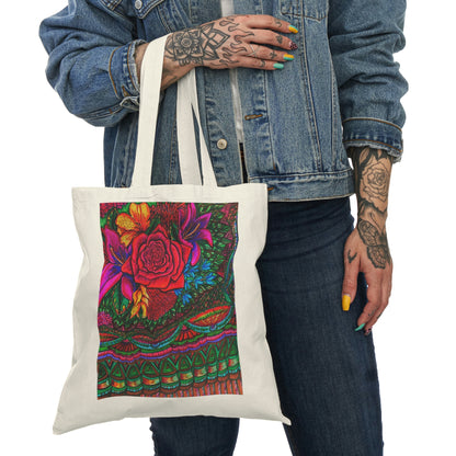 Abstract, Surreal, Floral Rose, Natural Tote Bag, Aesthetic Canvas Bag Shopping Bag, Birthday Gift Bag, Bridal Gift Tote Bag, Library Bag.