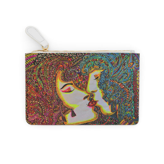 Abstract Surreal Romantic Kiss Mini Clutch Bag, Bridal Clutch Purse, Designer Party Clutch, Modern Evening Clutch, Wristlet Wallet for women, Evening Clutch Purse, gifts for her, gifts for bridesmaids, Bag, Bagging