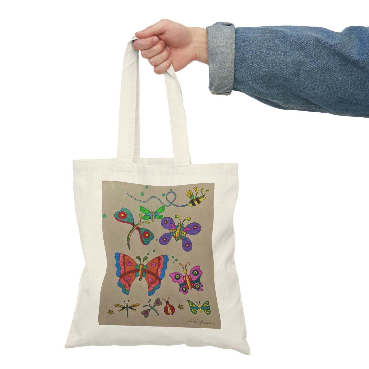 Abstract, Surreal Insect Natural Tote Bag, Aesthetic Canvas Bag Shopping Bag, Birthday Gift Bag, Bridal Gift Tote Bag, Library Bag.