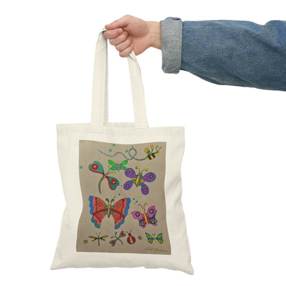 Abstract, Surreal Insect Natural Tote Bag, Aesthetic Canvas Bag Shopping Bag, Birthday Gift Bag, Bridal Gift Tote Bag, Library Bag.