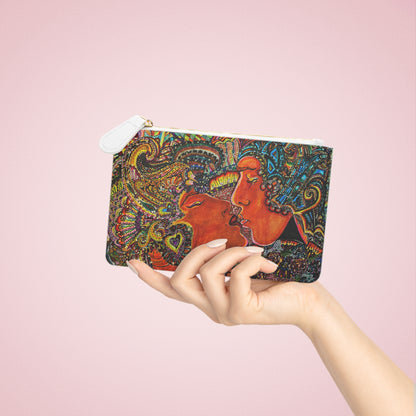 Abstract Surreal Romantic Kiss Mini Clutch Bag, Bridal Clutch Purse, Designer Party Clutch, Modern Evening Clutch, Wristlet Wallet for women, Evening Clutch Purse, gifts for her, gifts for bridesmaids, Bag, Bagging