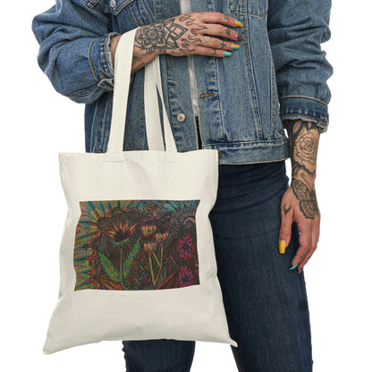 Abstract, Surreal Flower Natural Tote Bag, Aesthetic Canvas Bag Shopping Bag, Birthday Gift Bag, Bridal Gift Tote Bag, Library Bag.