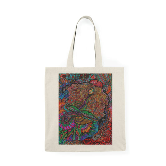 Abstract, Surreal Flower Spirit Natural Tote Bag, Aesthetic Canvas Bag Shopping Bag, Birthday Gift Bag, Bridal Gift Tote Bag, Library Bag.