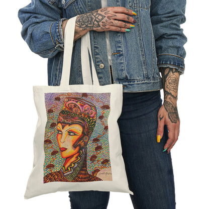 Abstract, Surreal Spirit Natural Tote Bag, Aesthetic Canvas Bag Shopping Bag, Birthday Gift Bag, Bridal Gift Tote Bag, Library Bag.