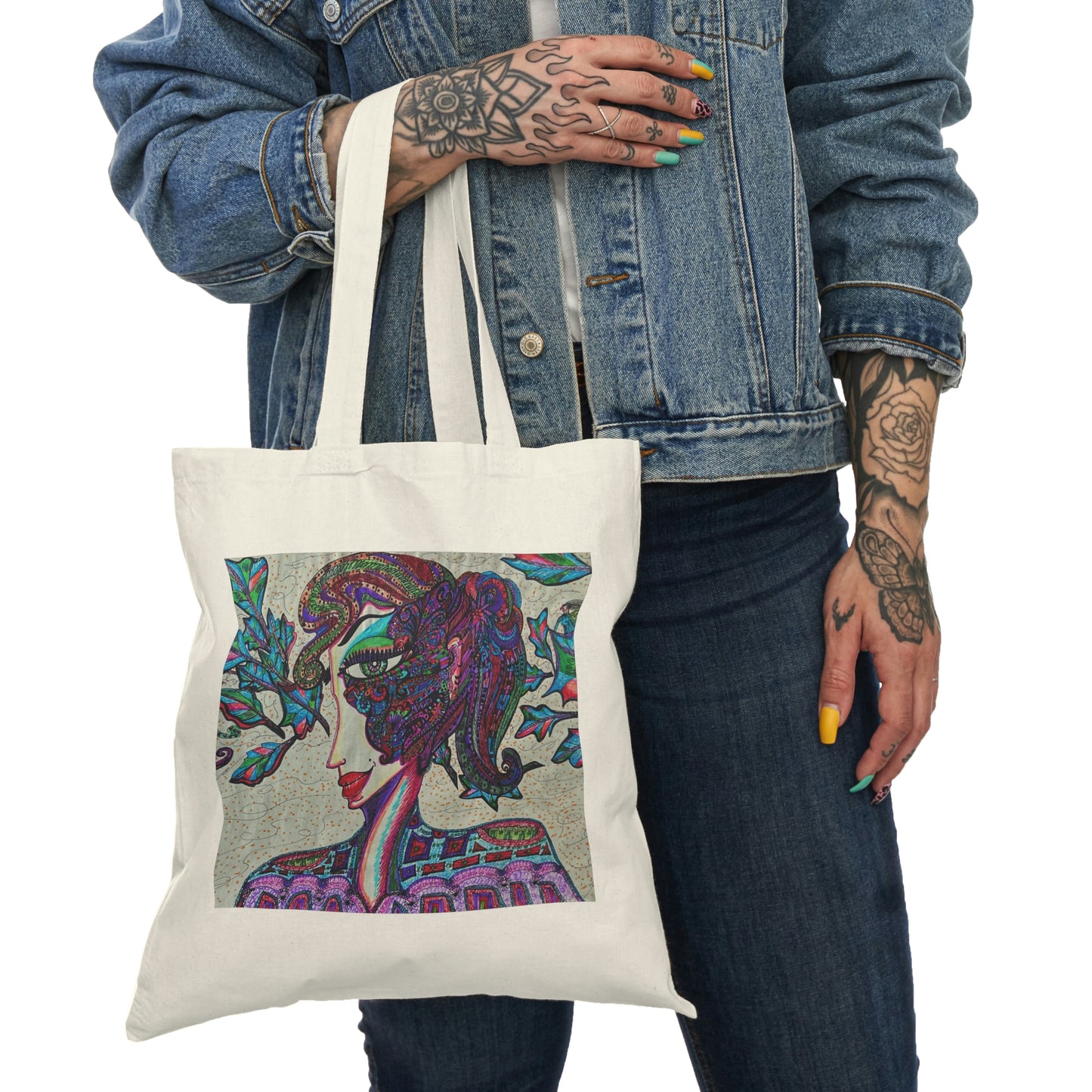 Abstract, Surreal Flower Women Natural Tote Bag, Aesthetic Canvas Bag Shopping Bag, Birthday Gift Bag, Bridal Gift Tote Bag, Library Bag.