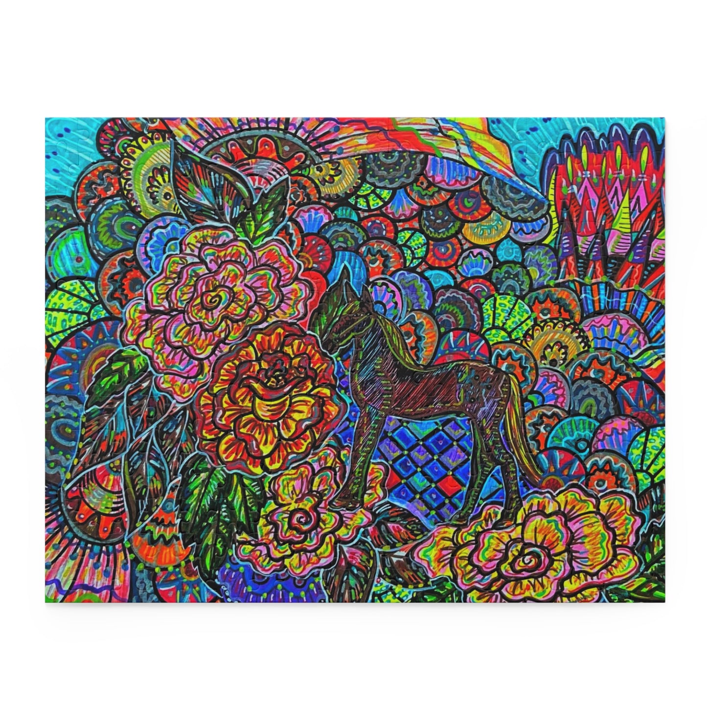 Hidden Floral Horse Puzzle (120, 252, 500-Piece)JigSaw Puzzle, Birthday Gift, Gifts For Bridesmaids