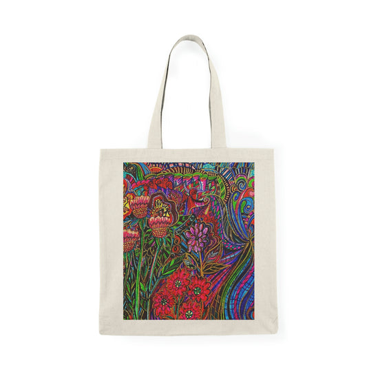 Abstract, Surreal Flower Natural Tote Bag, Aesthetic Canvas Bag Shopping Bag, Birthday Gift Bag, Bridal Gift Tote Bag, Library Bag.
