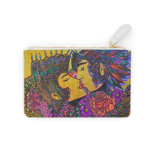 Abstract Surreal Romantic Kiss Mini Clutch Bag, Bridal Clutch Purse, Designer Party Clutch, Modern Evening Clutch, Wristlet Wallet for women, Evening Clutch Purse, gifts for her, gifts for bridesmaids, Bag, Bagging