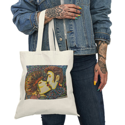 Abstract, Surreal Romance Natural Tote Bag, Aesthetic Canvas Bag Shopping Bag, Birthday Gift Bag, Bridal Gift Tote Bag, Library Bag.