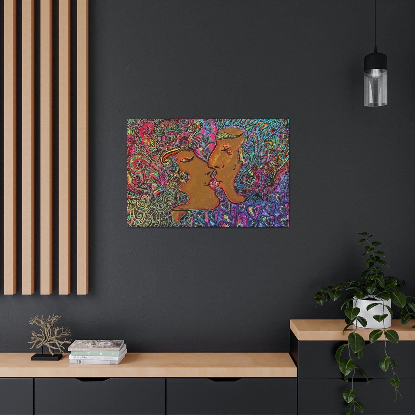 Romantic Kiss Fashion, Abstract, Surreal, Friendship, Inspiration Wall Art