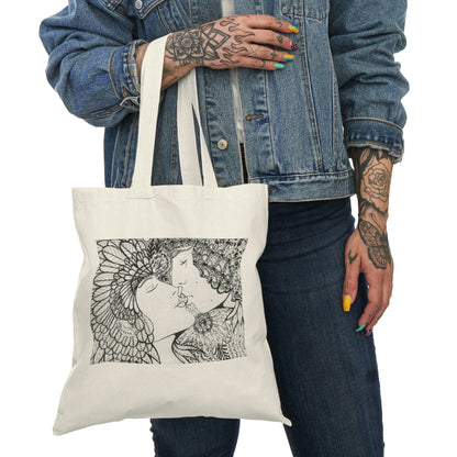 Abstract, Surreal Romance Natural Tote Bag, Aesthetic Canvas Bag Shopping Bag, Birthday Gift Bag, Bridal Gift Tote Bag, Library Bag