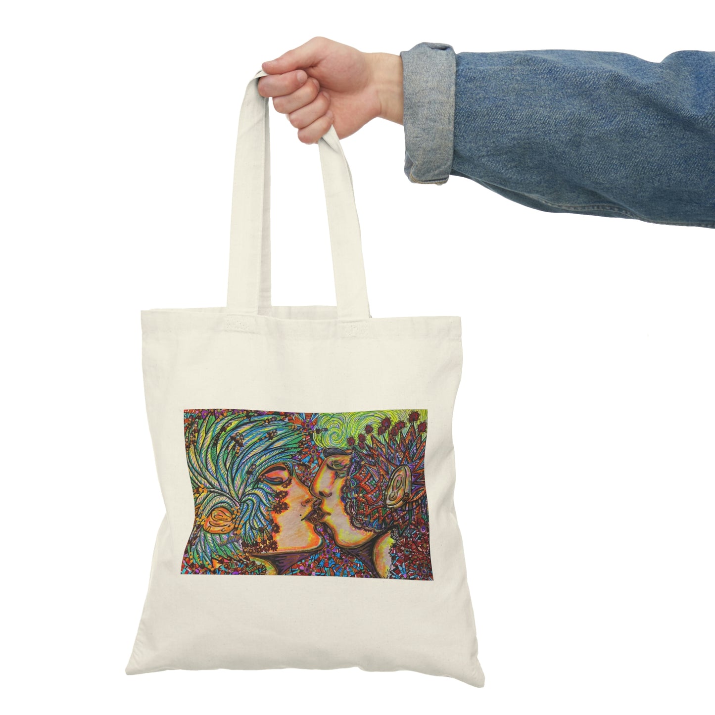 Abstract, Surreal Romance Natural Tote Bag, Aesthetic Canvas Bag Shopping Bag, Birthday Gift Bag, Bridal Gift Tote Bag, Library Bag.