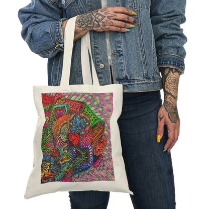 Abstract, Surreal Flower Natural Tote Bag, Aesthetic Canvas Bag Shopping Bag, Birthday Gift Bag, Bridal Gift Tote Bag, Library Bag.
