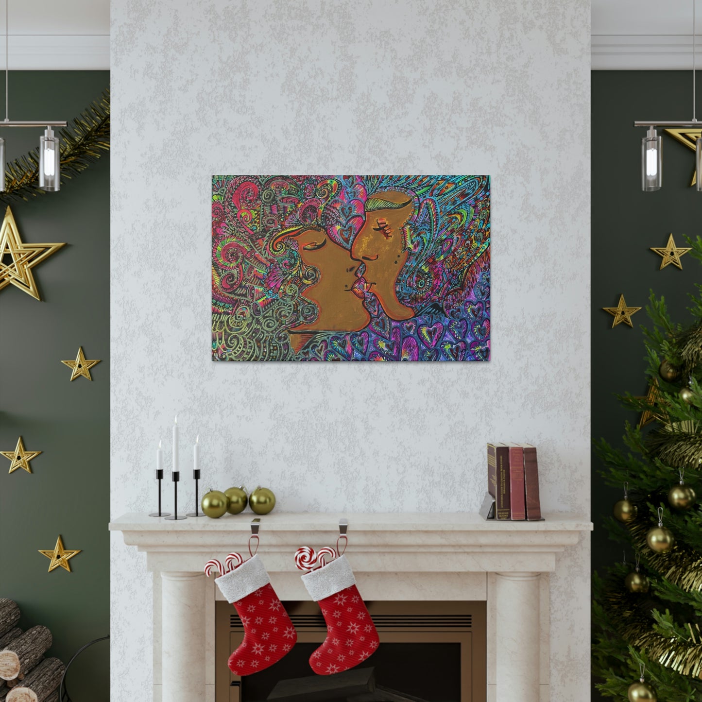 Romantic Kiss Fashion, Abstract, Surreal, Friendship, Inspiration Wall Art