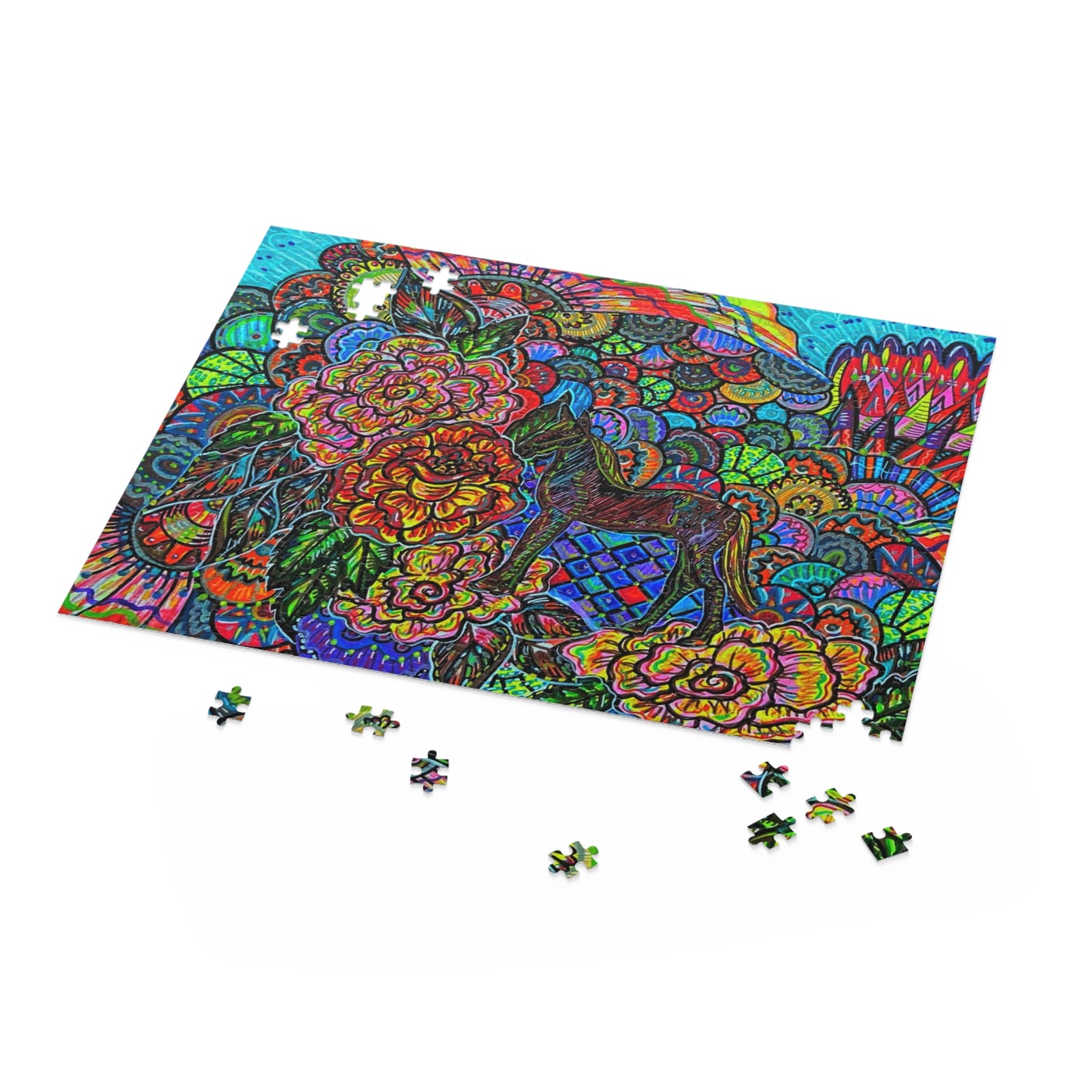 Hidden Floral Horse Puzzle (120, 252, 500-Piece)JigSaw Puzzle, Birthday Gift, Gifts For Bridesmaids
