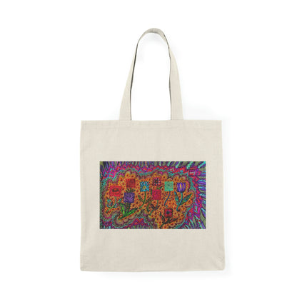 Abstract, Surreal Flower Natural Tote Bag, Aesthetic Canvas Bag Shopping Bag, Birthday Gift Bag, Bridal Gift Tote Bag, Library Bag.