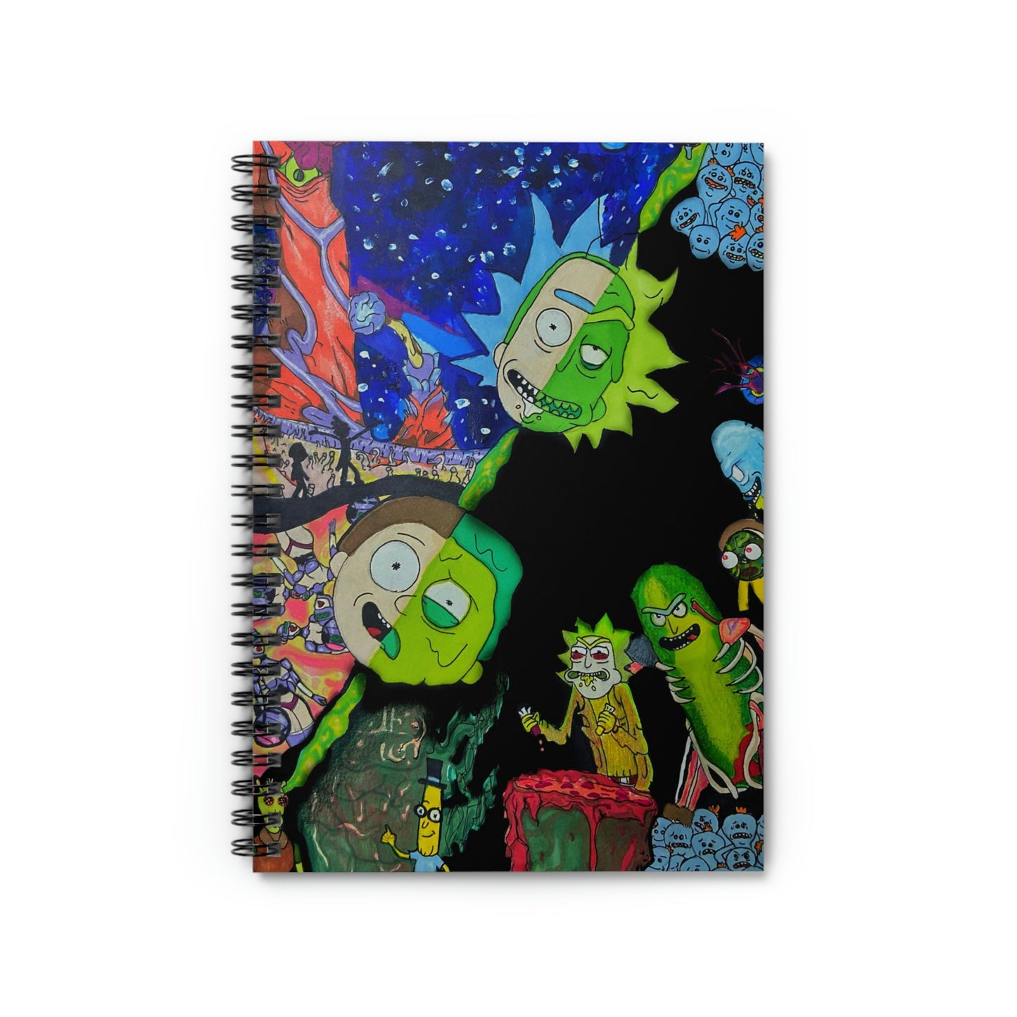 Abstract, Surreal Rick and Morty Spiral Notebook - Ruled Line