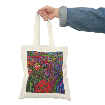 Abstract, Surreal Flower Natural Tote Bag, Aesthetic Canvas Bag Shopping Bag, Birthday Gift Bag, Bridal Gift Tote Bag, Library Bag.