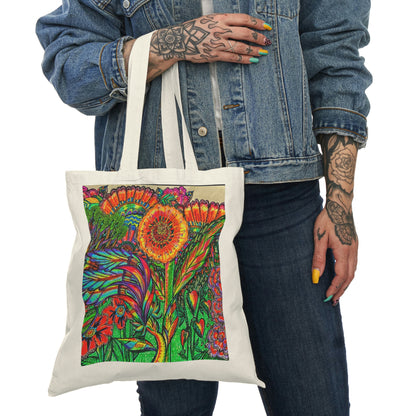 Abstract, Surreal Flower Natural Tote Bag, Aesthetic Canvas Bag Shopping Bag, Birthday Gift Bag, Bridal Gift Tote Bag, Library Bag.