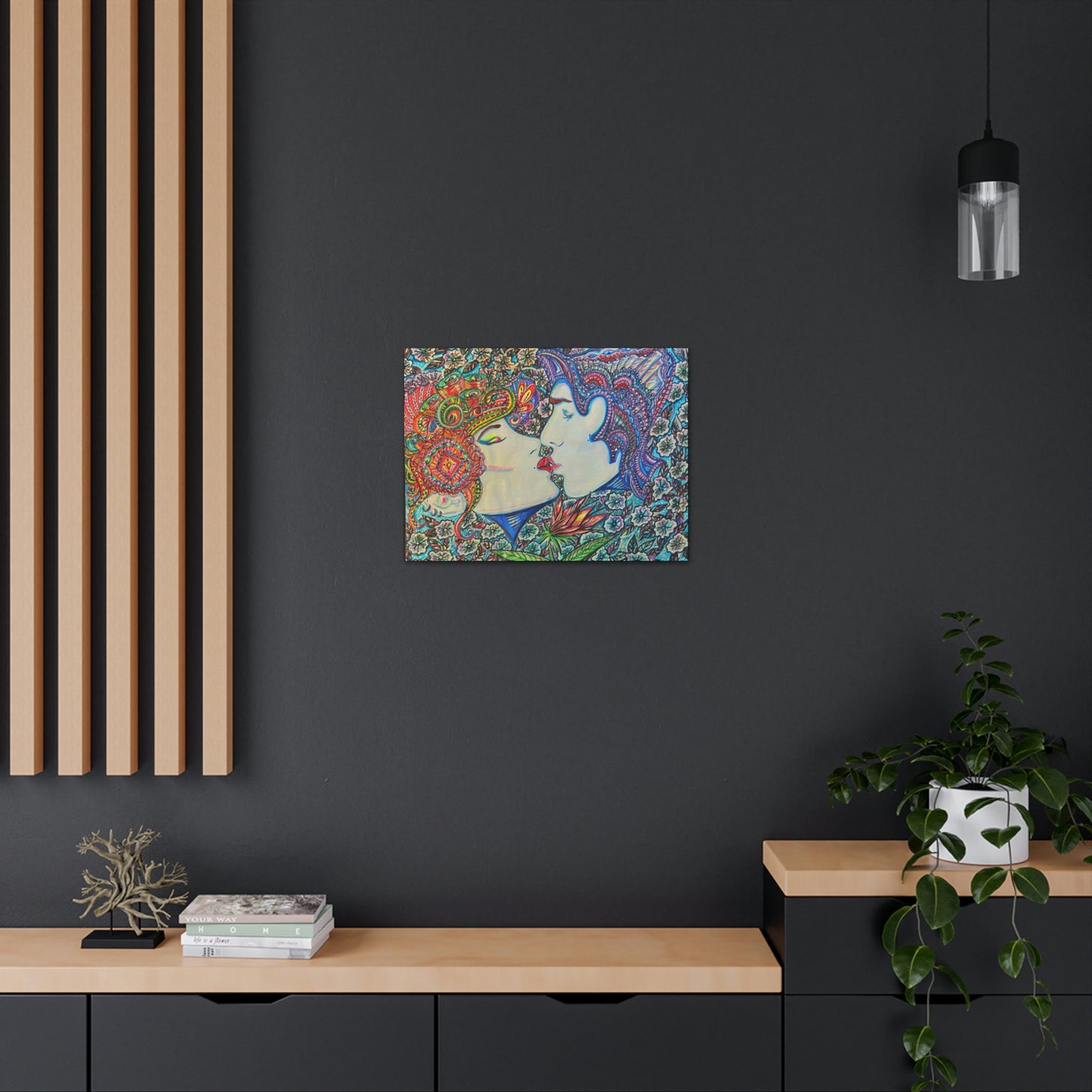 Romantic Kiss Fashion, Abstract, Surreal, Friendship, Inspiration Wall Art