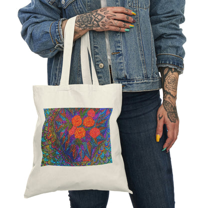 Abstract, Surreal Flower Natural Tote Bag, Aesthetic Canvas Bag Shopping Bag, Birthday Gift Bag, Bridal Gift Tote Bag, Library Bag.