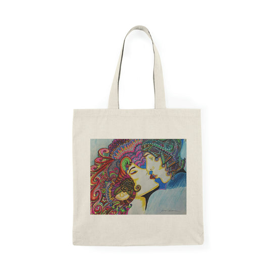 Abstract, Surreal Romance Natural Tote Bag, Aesthetic Canvas Bag Shopping Bag, Birthday Gift Bag, Bridal Gift Tote Bag, Library Bag.