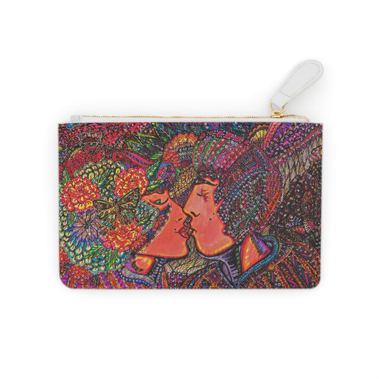 Abstract Surreal Romantic Kiss Mini Clutch Bag, Bridal Clutch Purse, Designer Party Clutch, Modern Evening Clutch, Wristlet Wallet for women, Evening Clutch Purse, gifts for her, gifts for bridesmaids, Bag, Bagging